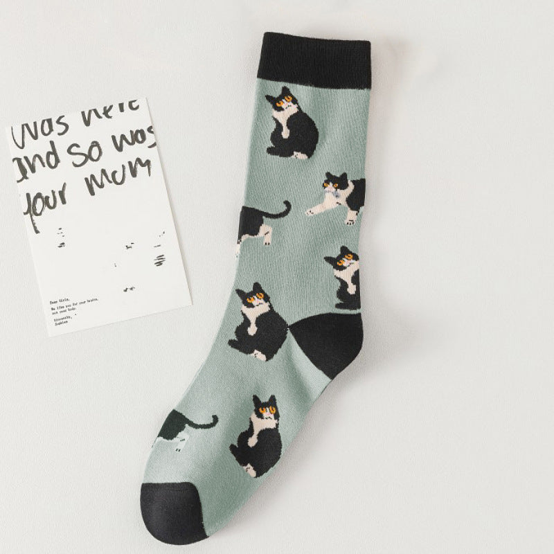 Vintage Sokken Met Kattenprint