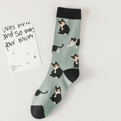 Vintage Sokken Met Kattenprint