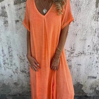 Amber | Elegantes V-Ausschnitt-Midikleid