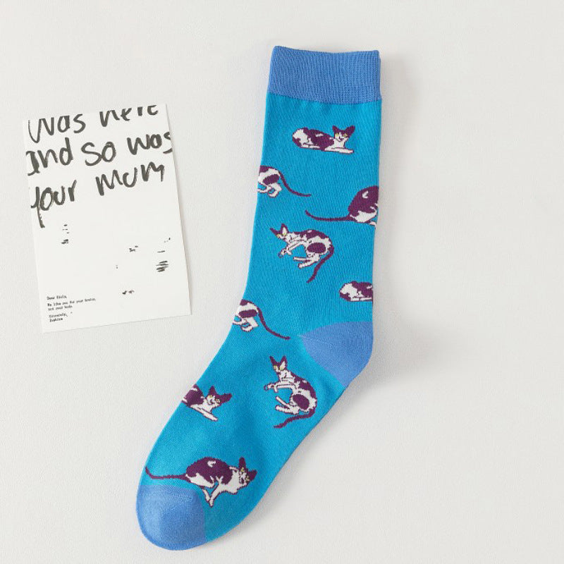 Vintage Sokken Met Kattenprint