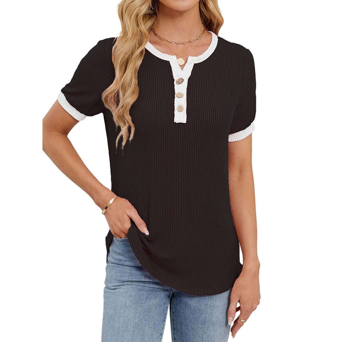 Callie Wafelsteek-Henley-Shirt