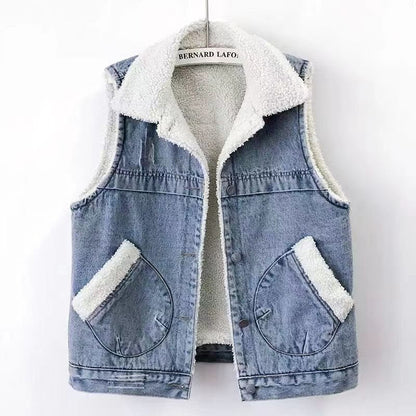 Everly denim sherpa gilet