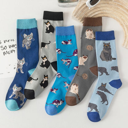 Vintage Sokken Met Kattenprint