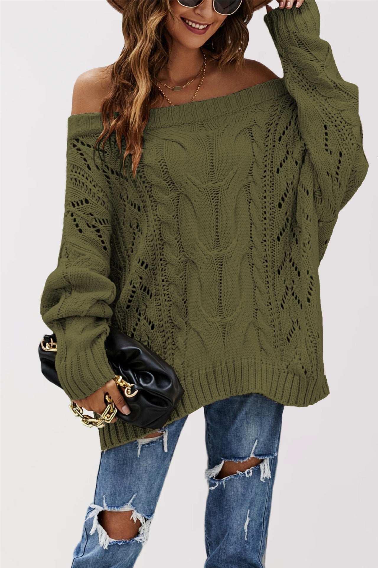 LENNY™ – Schicker Langarmpullover mit Off-Shoulder-Design