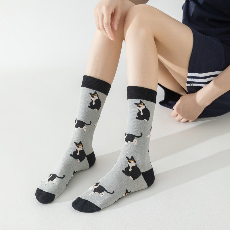 Vintage Sokken Met Kattenprint