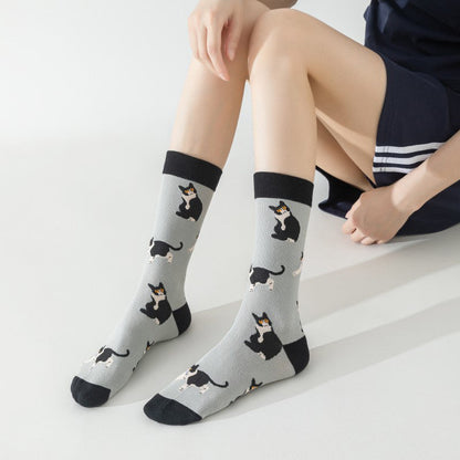 Vintage Sokken Met Kattenprint