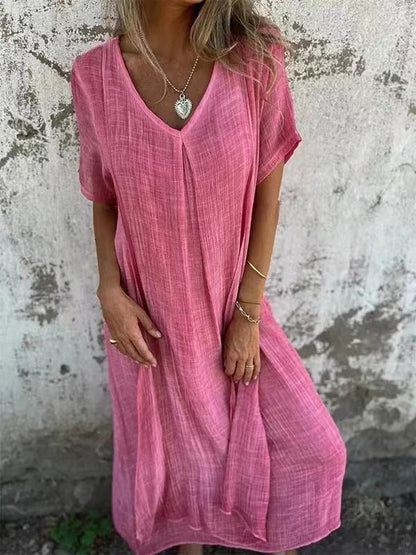 Emily™ – Loose-Fit V-Neck Summer Dress