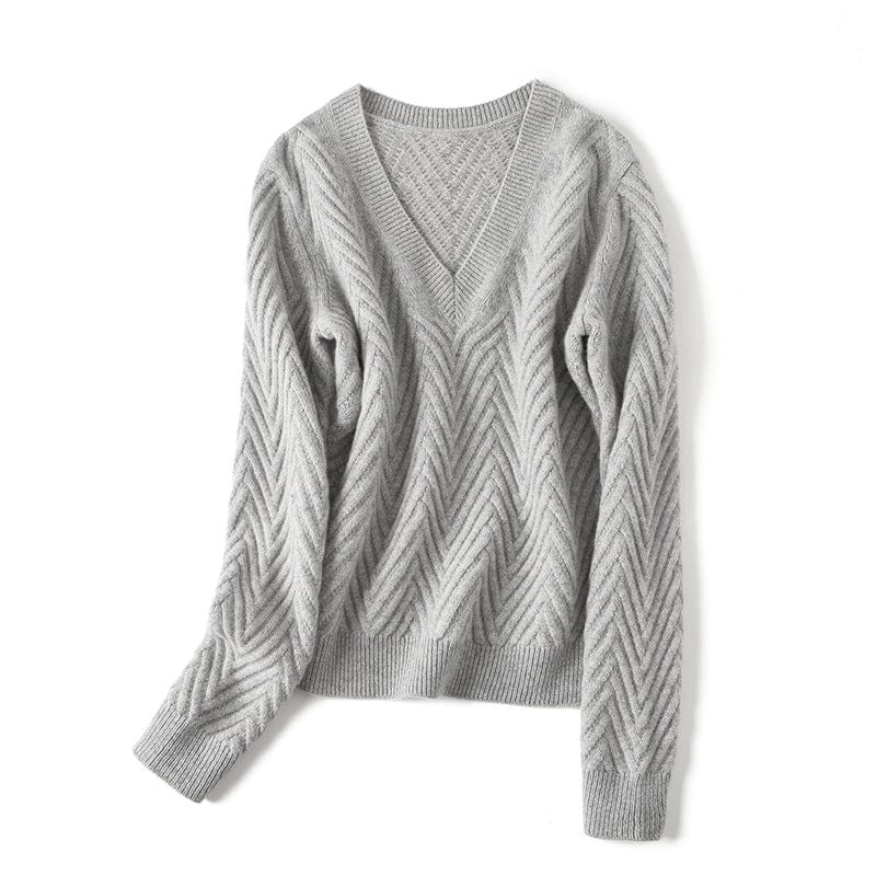 Elara Comfort sweater met V-hals en chevronpatroon