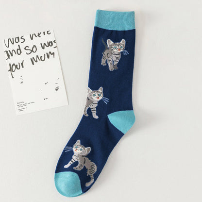 Vintage Sokken Met Kattenprint