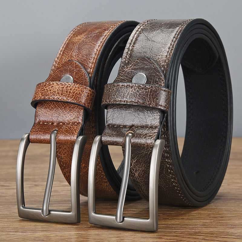 Herren Retro Vielseitiger PU-Leder-Dornschließen-Gürtel 58699698U