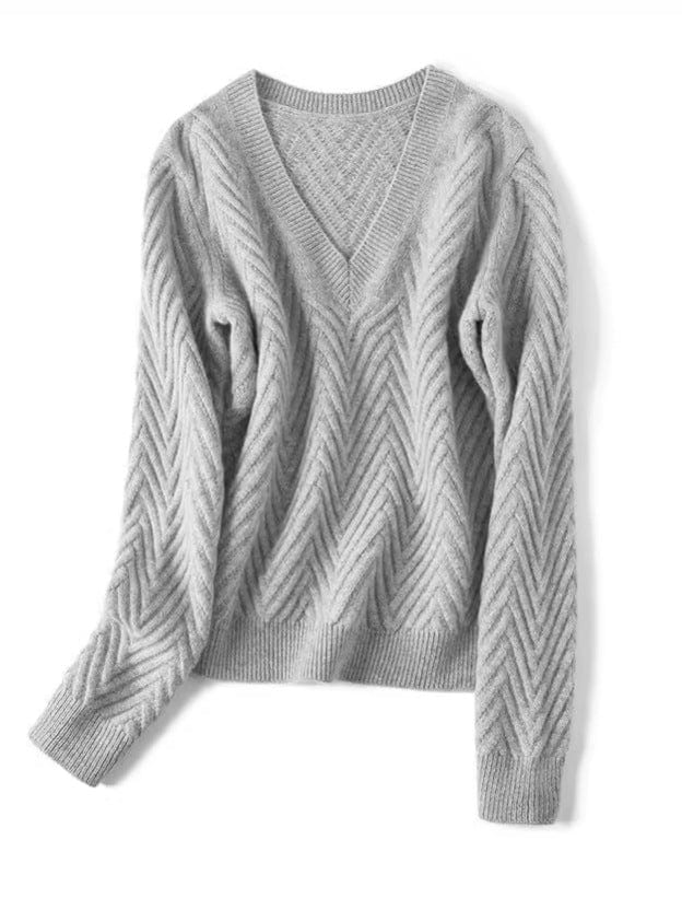 Elara Comfort sweater met V-hals en chevronpatroon