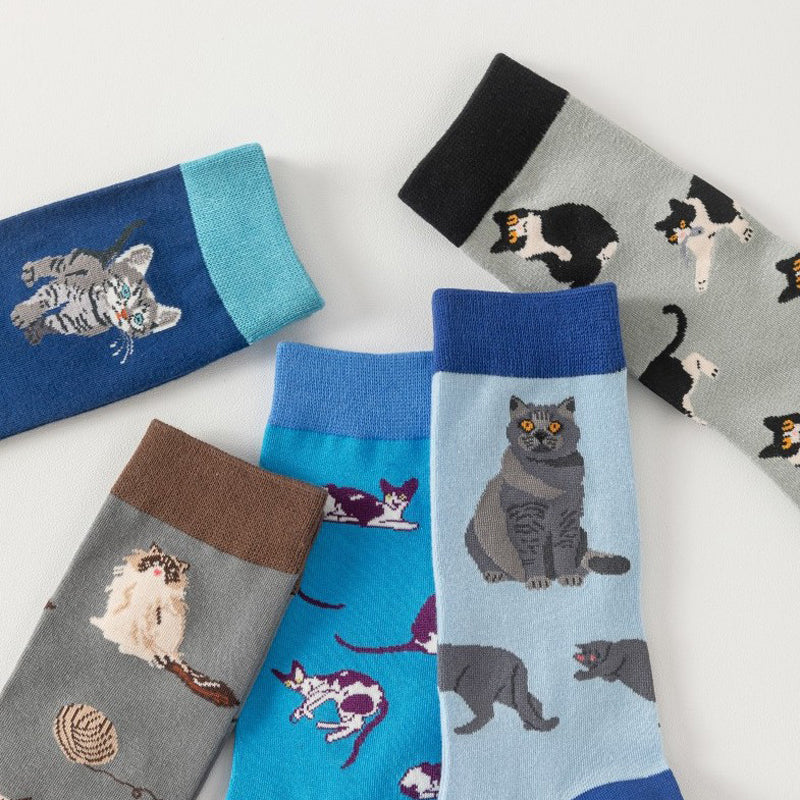Vintage Sokken Met Kattenprint