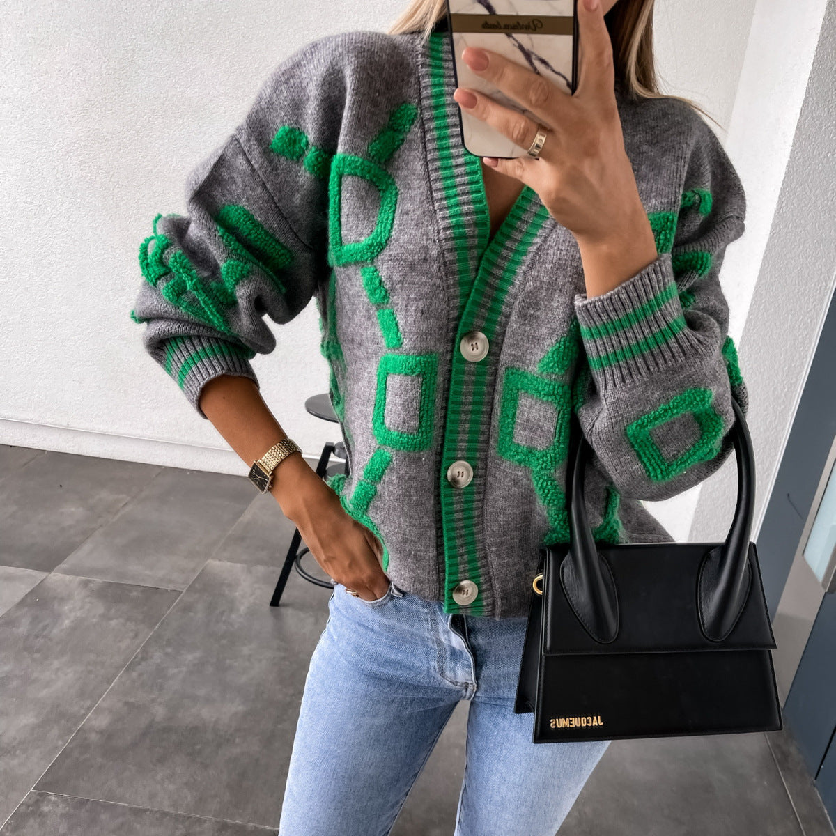 V-hals vest in casual kleurcontrast