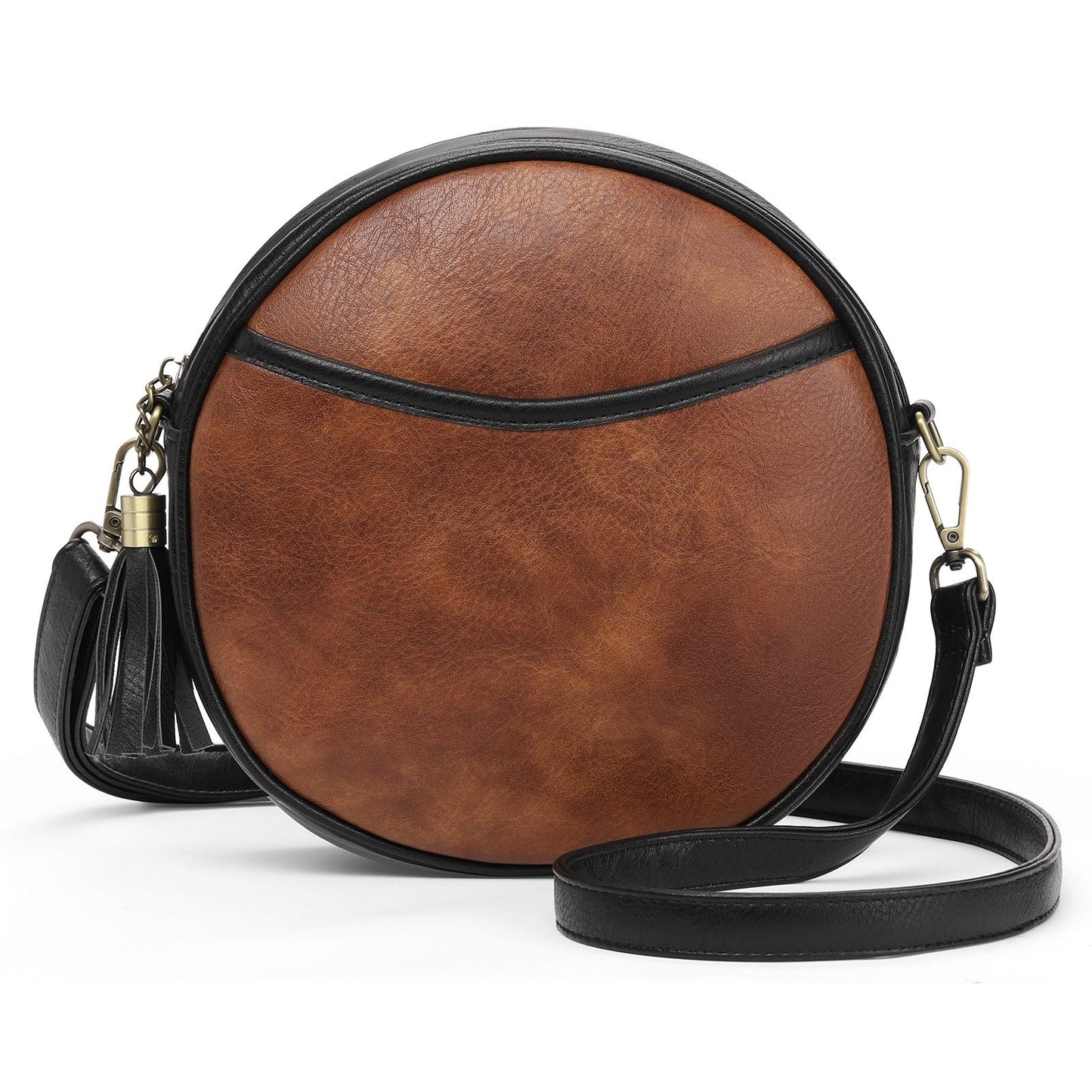 Noelia - Ronde dames schoudertas in vintage lederlook