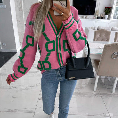 V-hals vest in casual kleurcontrast