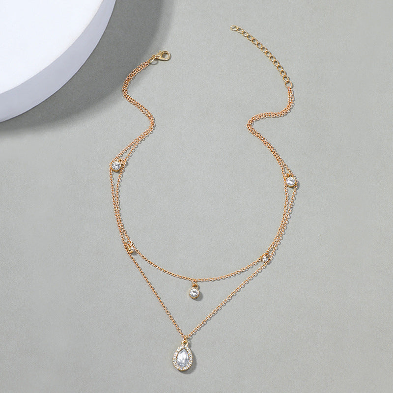 Collier Pendentif Goutte D'Eau Vintage