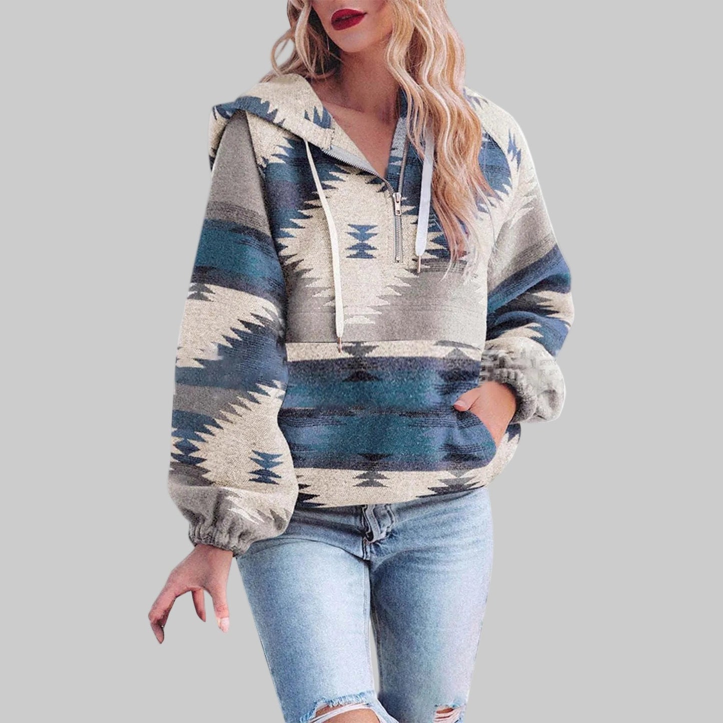 Lily - Bequemer Oversized Reißverschluss Langarm-Hoodie Sweatshirt