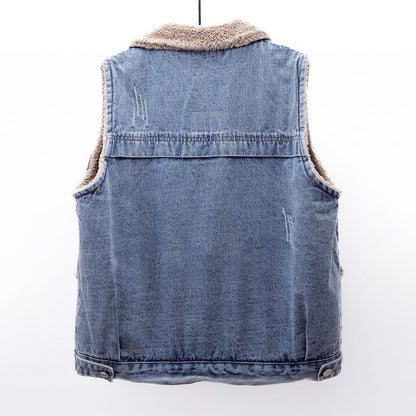 Everly denim sherpa gilet