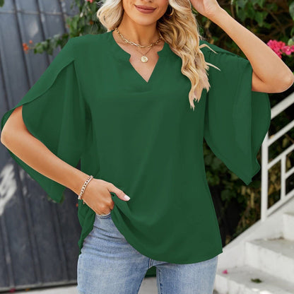Lena Blouse met trompetmouwen