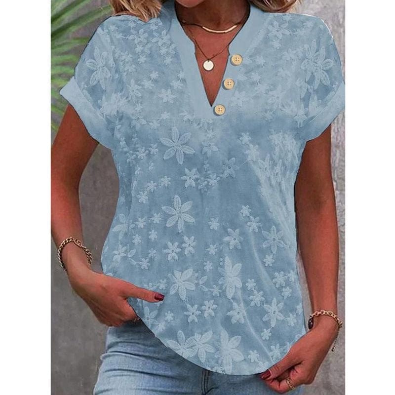 Amara Blumen V-Ausschnitt Bluse