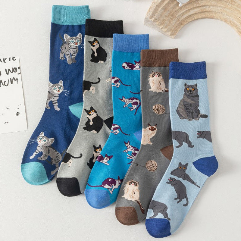 Vintage Sokken Met Kattenprint