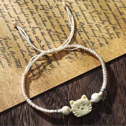 Gevlochten armband met cartoonkat