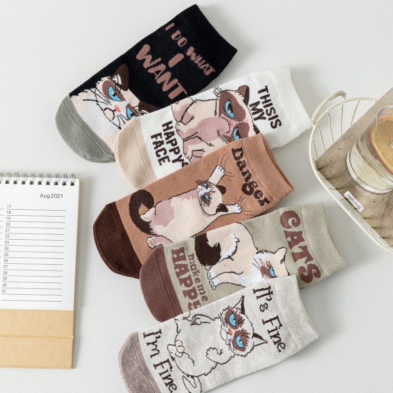 Sokken met creatieve kattenprint