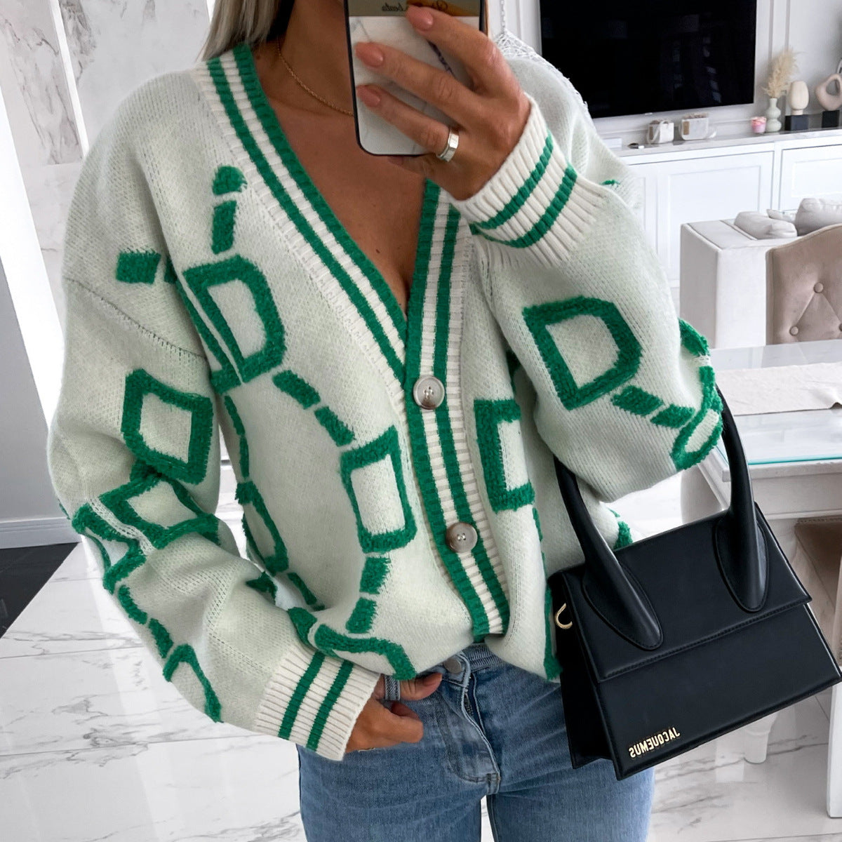 V-hals vest in casual kleurcontrast