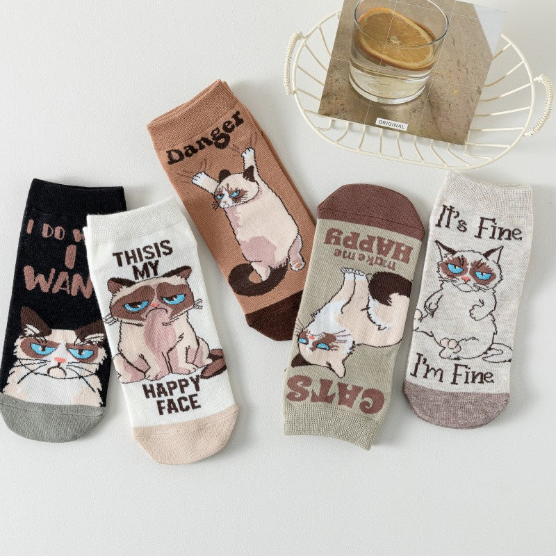 Sokken met creatieve kattenprint