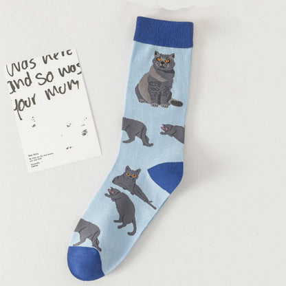 Vintage Sokken Met Kattenprint