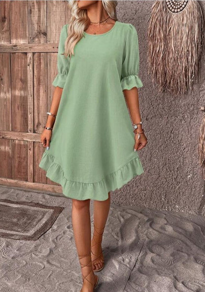 Isolde - Midi-jurk met korte mouwen en retro charme