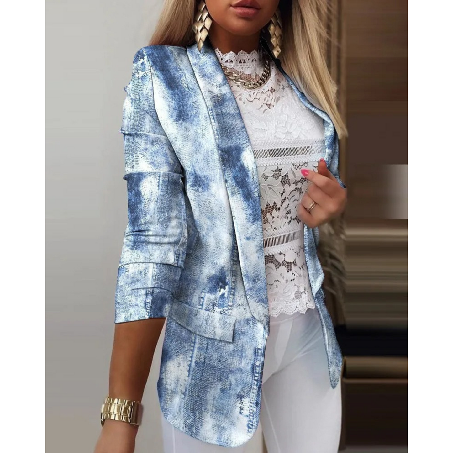 ELIANA | Elegante blazer met geprinte sjaalkraag
