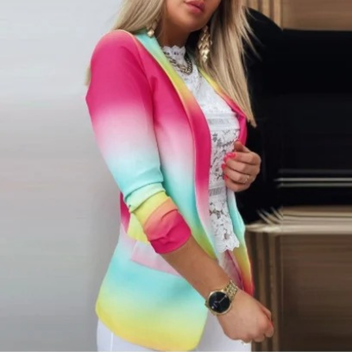 ELIANA | Elegante blazer met geprinte sjaalkraag