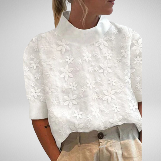 Beth™ – Elegante Bluse mit besticktem Stehkragen