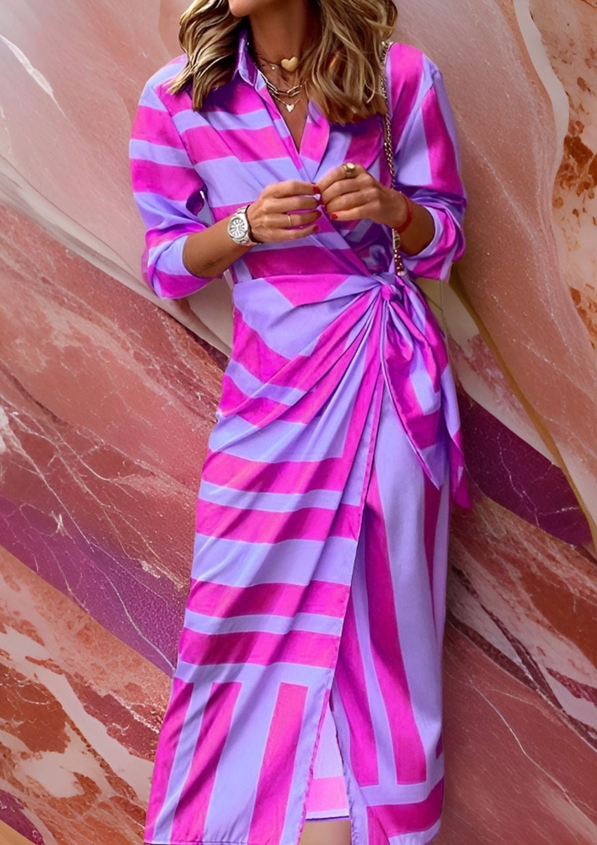 Olivia – Bedrucktes Tailliertes Hemdkleid