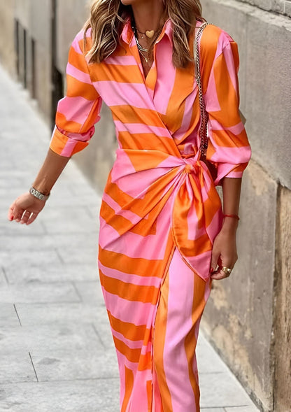 Olivia – Bedrucktes Tailliertes Hemdkleid