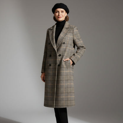 Margot | Klassischer Karierter Wollmantel