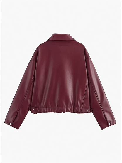 Mystique & Co™ bordeauxfarbene Lederjacke
