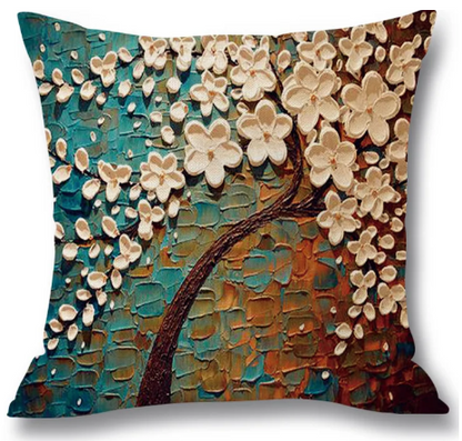 Barneys New York | Bloemenboom olieverfschilderij kunst kussensloop
