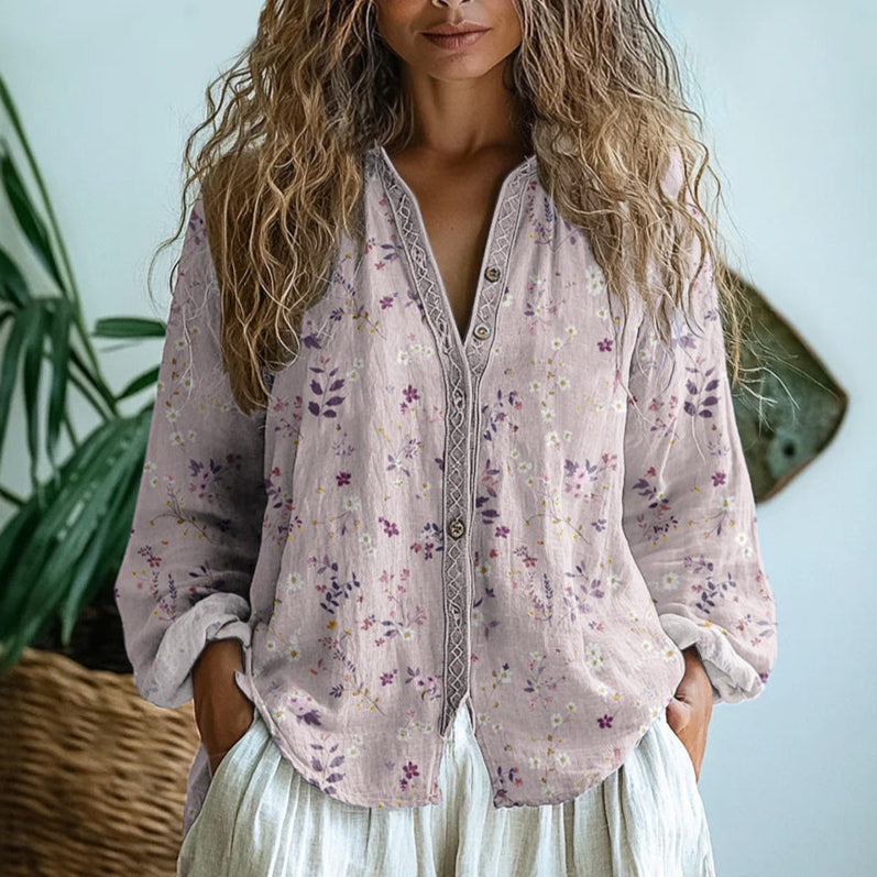 Valeria | Vintage blouse met bladprint
