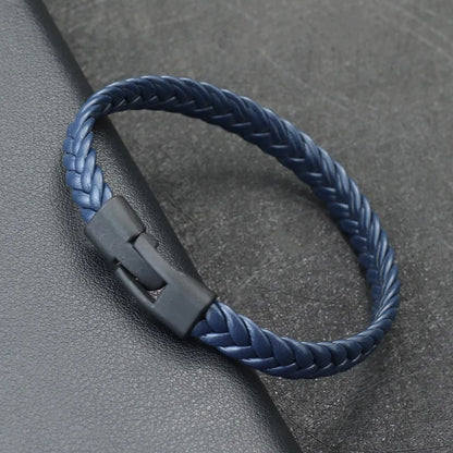 Elysian gevlochten lederen armband - roestvrijstalen gesp & meerlaagse wikkel voor heren