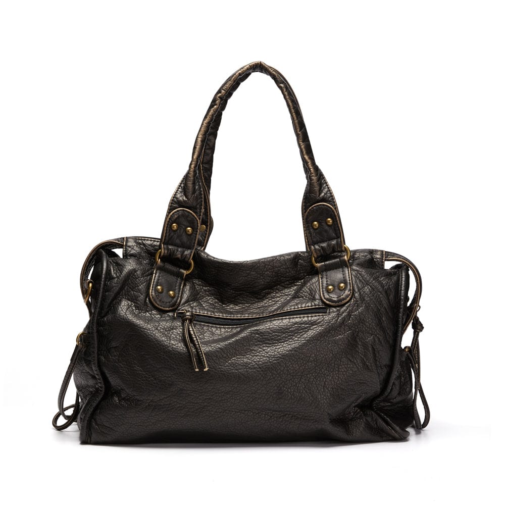 Elegante vintage zwarte leren handtas