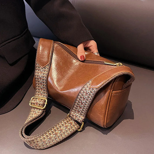 Trine™ | Vintage-Leder-Crossbody-Tasche mit Geflochtenem Verstellbarem Riemen