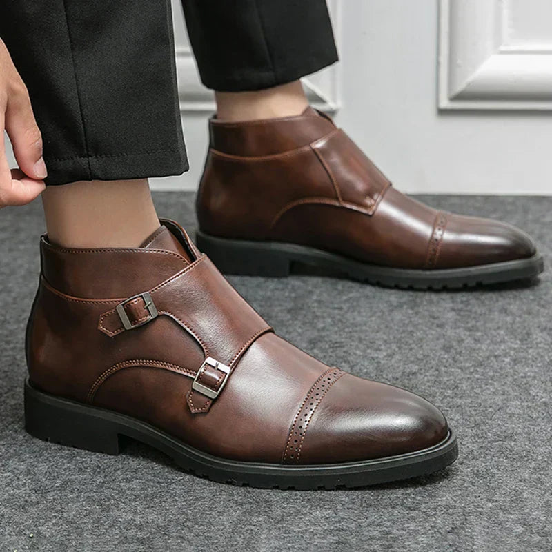Olsen & Olsen™ Darell | Leren laarzen met dubbele monniksgesp
