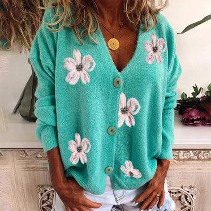 MARNIE | Strickjacke mit Blumenmuster für den Frühling