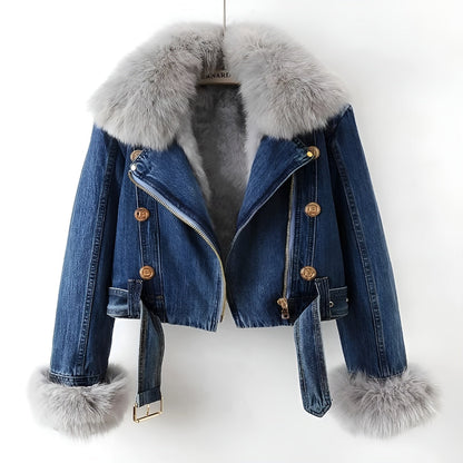 Moreau Fellkragen Denimjacke