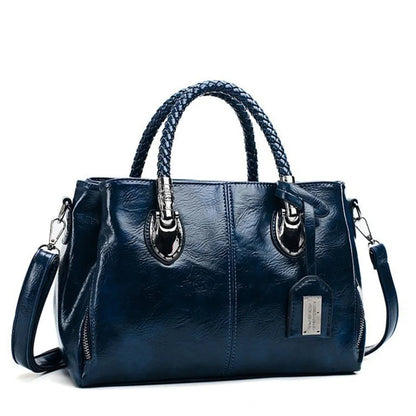 Pia™ | Elegante Ledertasche mit Geflochtenen Henkeln