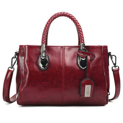Pia™ | Elegante Ledertasche mit Geflochtenen Henkeln