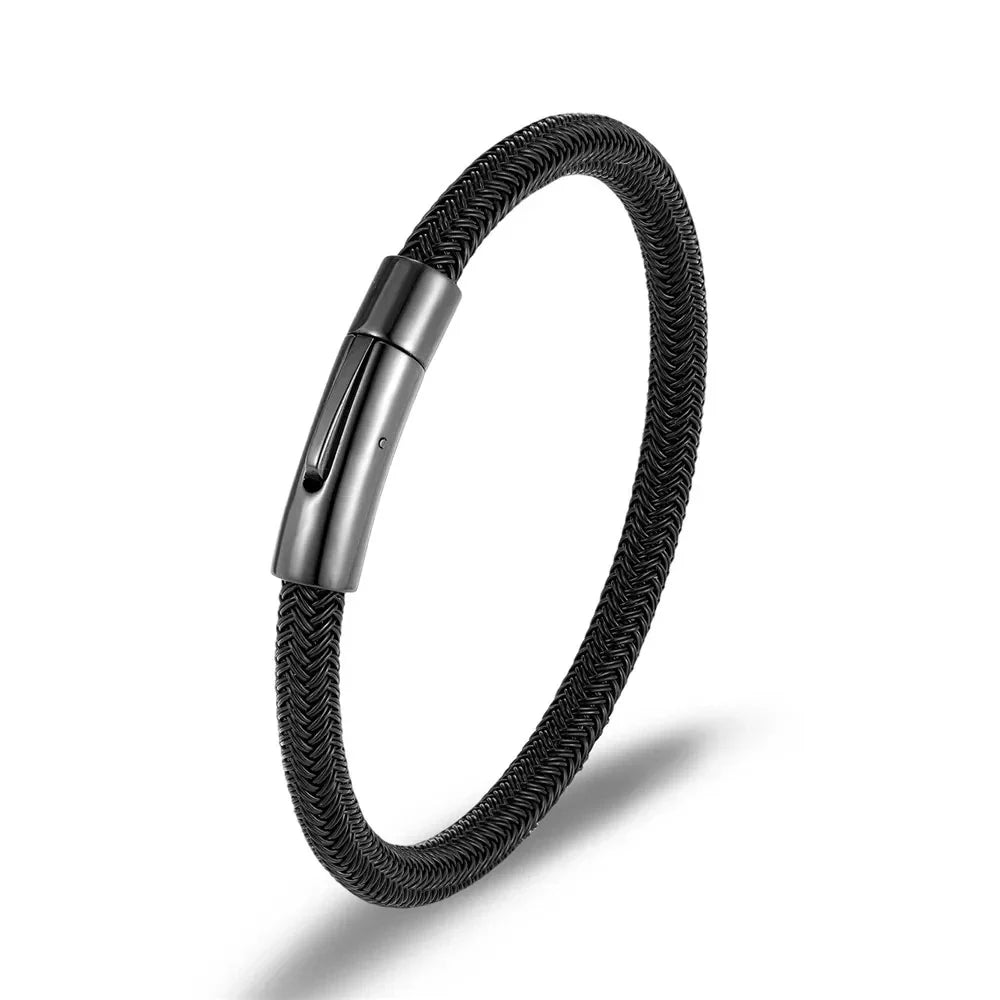 IronCore Draad Manchetknoop Armband – Punk-Geïnspireerde Eenvoudige Stijl in Niet-Vervagend Roestvrijstalen Kabel, Klassiek en Duurzaam Ontwerp voor Mannen