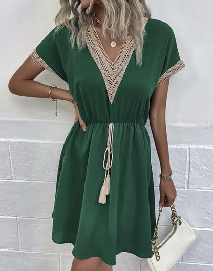 Josephine - Chique Boho-jurk met V-hals en flatterende tailleriem